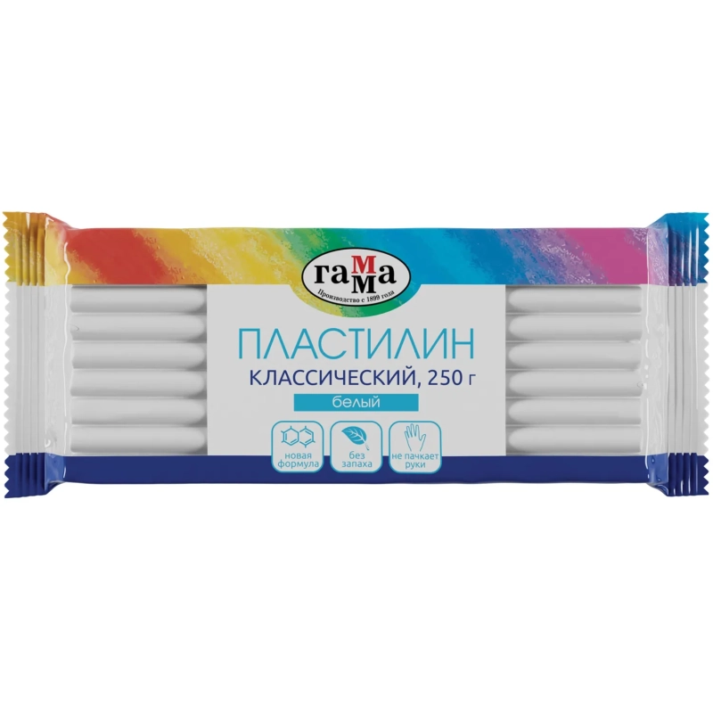 Пластилин Гамма Классический, белый, 250г,270818_01