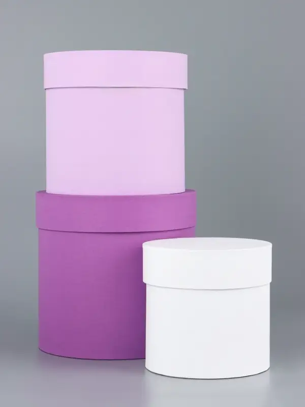 Набор круглых подарочных коробок «Сирень» 3 в 1 - 18×16×13 см Набор круглых подарочных коробок «Сирень» 3 в 1 - 18×16×13 см