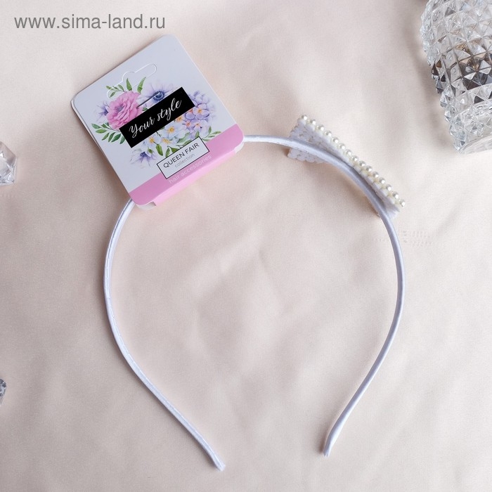 Ободок для волос Ободок для волос "Бланш" бант, 0,5 см, белый