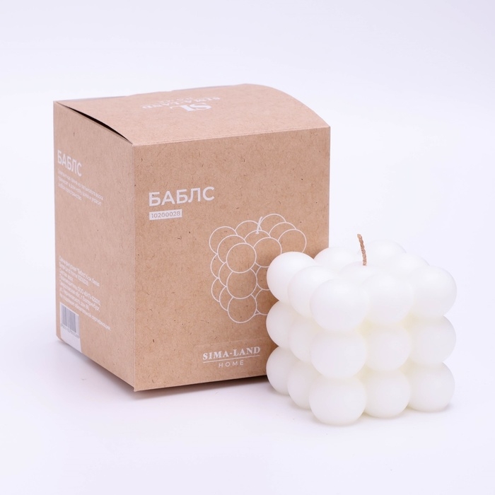 Свеча фигурная  Свеча фигурная "Бабл куб", 6 см, белая Sima HOME