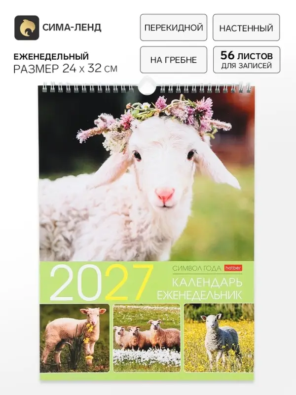 Календарь-еженедельник 2027, настенный, перекидной, 56 листов 24&times;32 см, &laquo;Символ года&raquo;