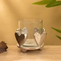 Подсвечник со стеклом &laquo;Сердце&raquo;, 10&times;10&times;10 см, алюминий