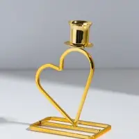 Подсвечник на 1 свечу &laquo;Сердце&raquo;, металл, d=2.3 см, золото, 5.8&times;9.3&times;14 см