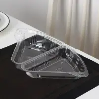 Контейнер для кусочка торта одноразовый, неразьёмная крышка, пластик, 8.5×11.5×6.5 см, прозрачный