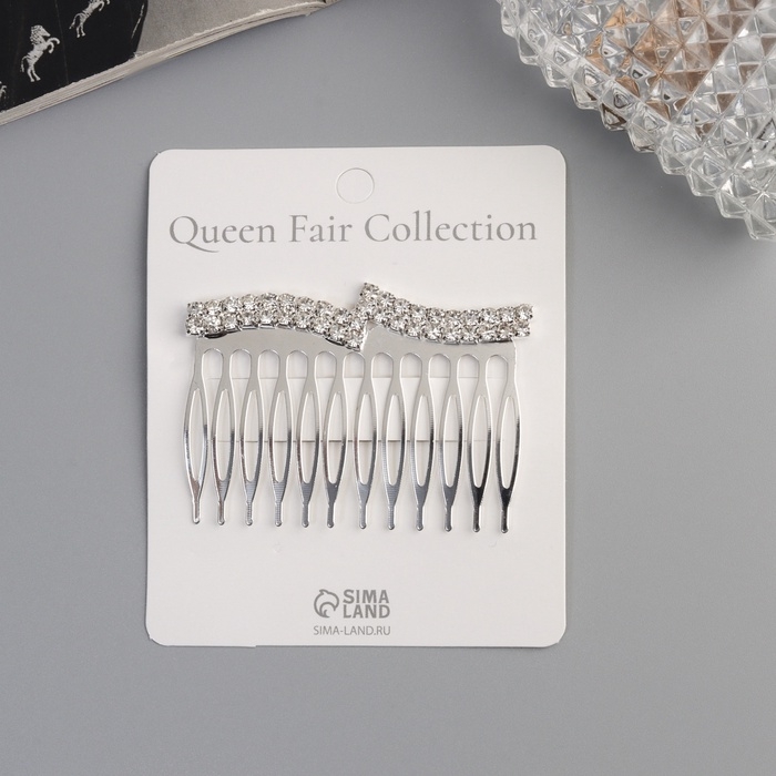 Гребень для волос  Гребень для волос "Медея" волны, 6,5х4 см, серебро