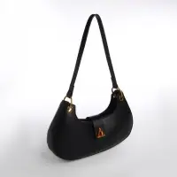 Сумка женская багет TEXTURA на молнии, 30&times;5&times;17 см, чёрная