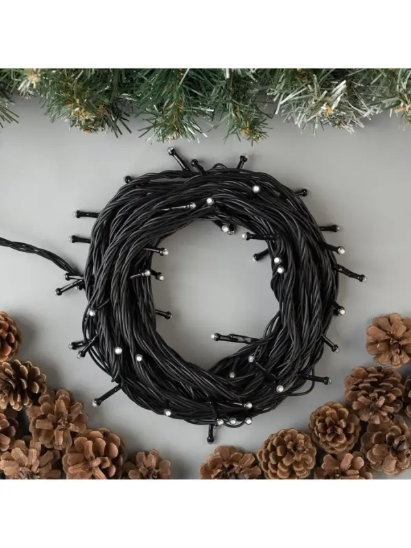 Гирлянда &laquo;Нить&raquo; 10 м, IP44, УМС, тёмная нить, 72 SMD-LED, свечение синее, 220 В