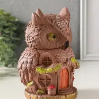 Шкатулка для украшений с крышкой &laquo;Сова Теремок&raquo;, 15&times;10 см, гипс, коричневый с росписью