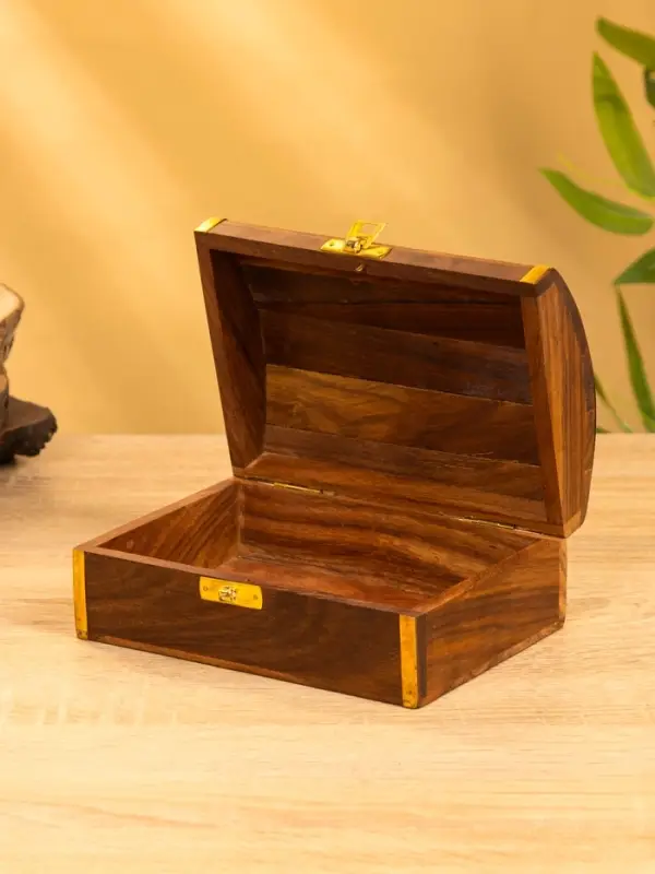 Шкатулка  Шкатулка "Глу" 18х12,8х8 см, дерево шишам, латунь