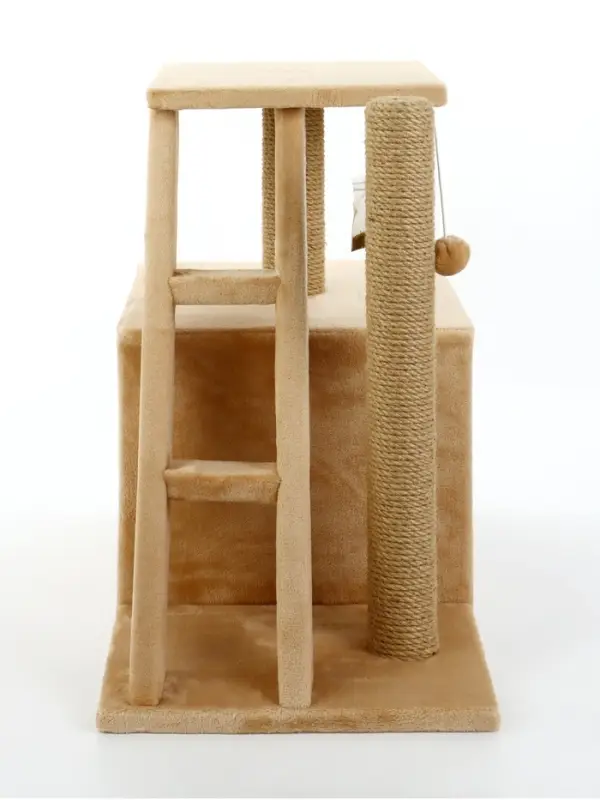 Домик для кошек с когтеточкой &laquo;Домосед&raquo;, с лестницей и площадкой, 60&times;35&times;56 см, бежевый