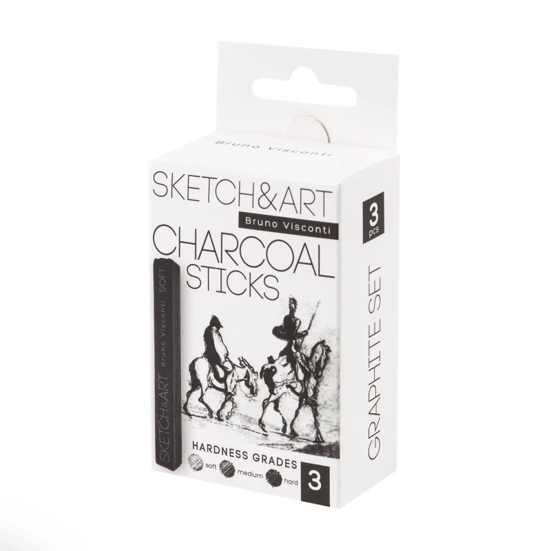 Уголь для рисования пресс SKETCH&ART черн мягк,средн,твердый 3шт/наб 25-001