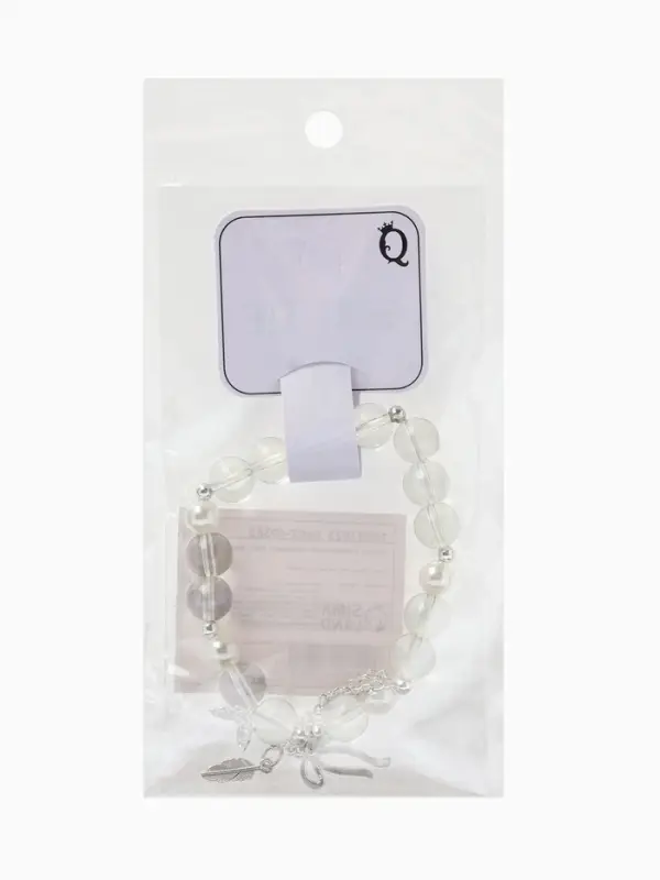 Браслет с подвесками &laquo;Сахарный. Перо и бант&raquo;, d=6 см, шар №10/8, белый радужный в серебре