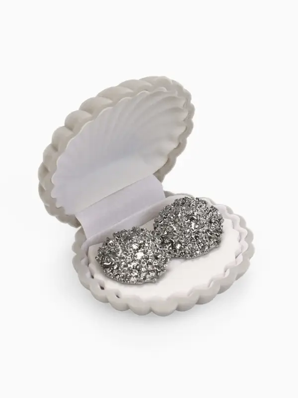 Футляр под кольцо, серьги &laquo;Ракушка&raquo;, бархатный, 6&times;5.5 см, серый