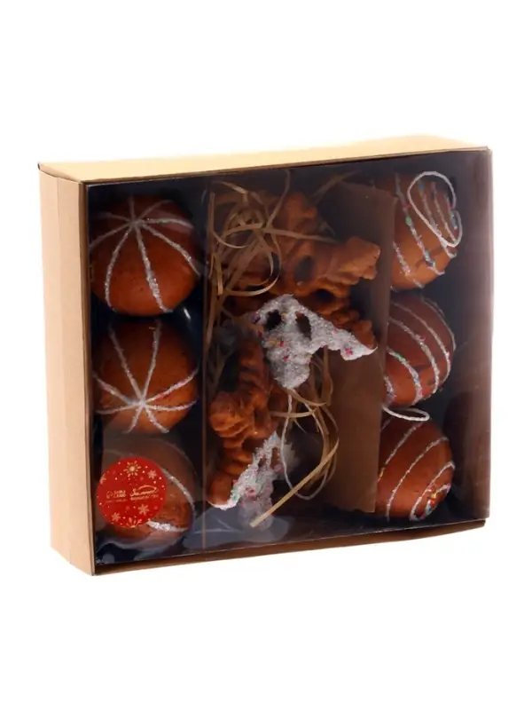 Набор украшений пластик 8 шт "Печенье" d-8 см и 11 см, коричневый