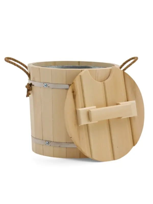 Запарник - ведро для бани и сауны, 12 л, липа, оцинкованная вставка, с крышкой, &laquo;Добропаровъ&raquo;