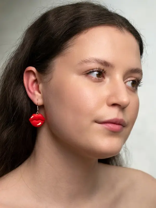 Серьги ассорти &laquo;Радость&raquo;, губы, красно-белые в серебре