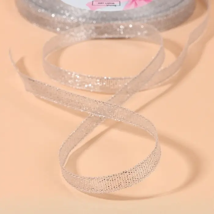 Лента парчовая, 6 мм, 23±1 м, цвет серебряный