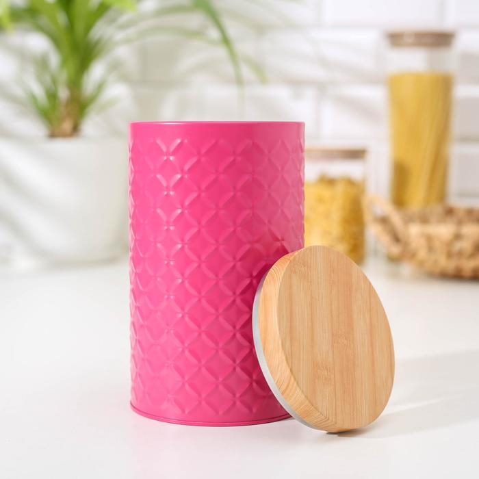 Банка для сыпучих продуктов «Ромб», 19×10,5×10,5 см, цвет розовый