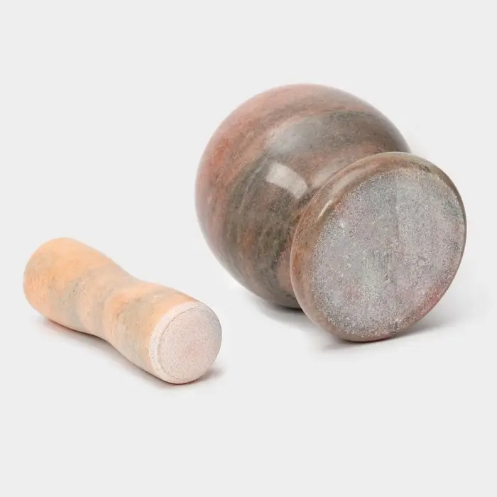 Ступка с толкушкой &laquo;Мрамор&raquo;, из натурального камня, цвет коричневый