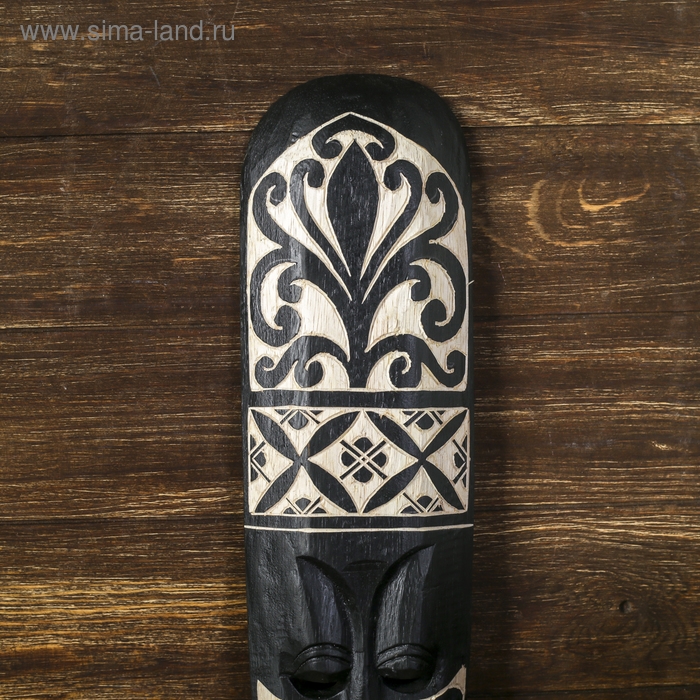 Маска настенная дерево Маска настенная дерево "Абориген с узором вензеля" 3х12х50 см