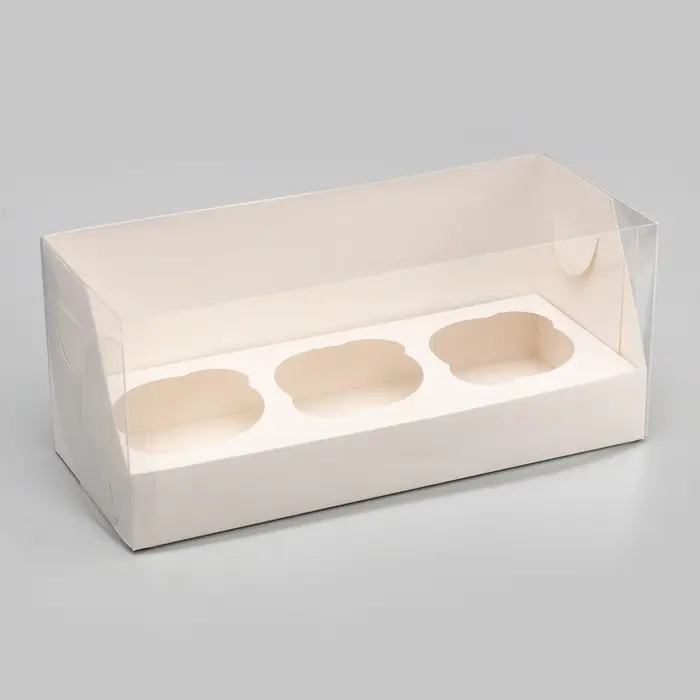 Коробка для 3 капкейка 24&times;10&times;10 см, белый