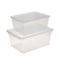 Ящики пластиковые для хранения, с крышкой, набор 2 шт.: 10 л, 16 л, прозрачно-матовый