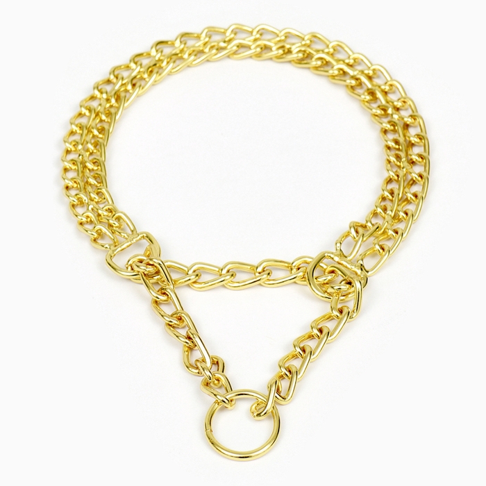 Ошейник - полуудавка металлический двухрядный, 40 см, толщина проволоки 2 мм, золотистый Ошейник - полуудавка металлический двухрядный, 40 см, толщина проволоки 2 мм, золотистый