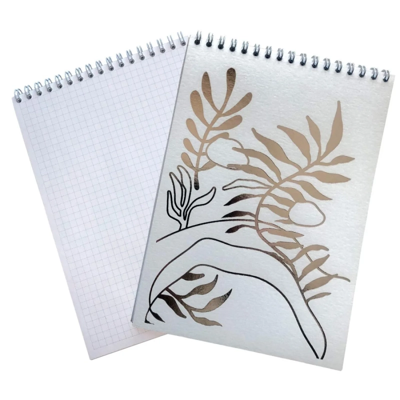 Блокнот А5 50л. Attache Selection в клетку ветви белый на спирали