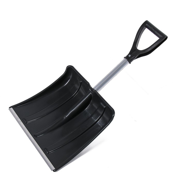 Лопата для уборки снега, автомобильная, пластиковый ковш 380 × 370 мм, алюминиевая планка, алюминиевый черенок, с ручкой Лопата для уборки снега, автомобильная, пластиковый ковш 380 × 370 мм, алюминиевая планка, алюминиевый черенок, с ручкой