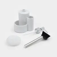 Дозатор для моющего средства Доляна &laquo;Милитари&raquo;, 370 мл, с губкой и щёткой, белый