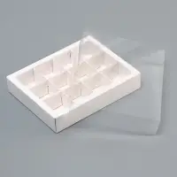 Коробка для 12 конфет, с прозрачной крышкой, 19&times;15&times;3.5 см
