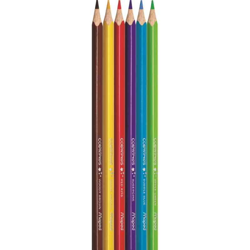 Карандаши цветные Maped COLOR'PEPS STAR,трехгранные,дерево,6 цв/наб,832002