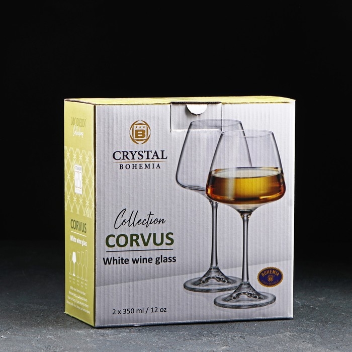 Набор стеклянных бокалов для белого вина Corvus, 350 мл, 2 шт Набор стеклянных бокалов для белого вина Corvus, 350 мл, 2 шт