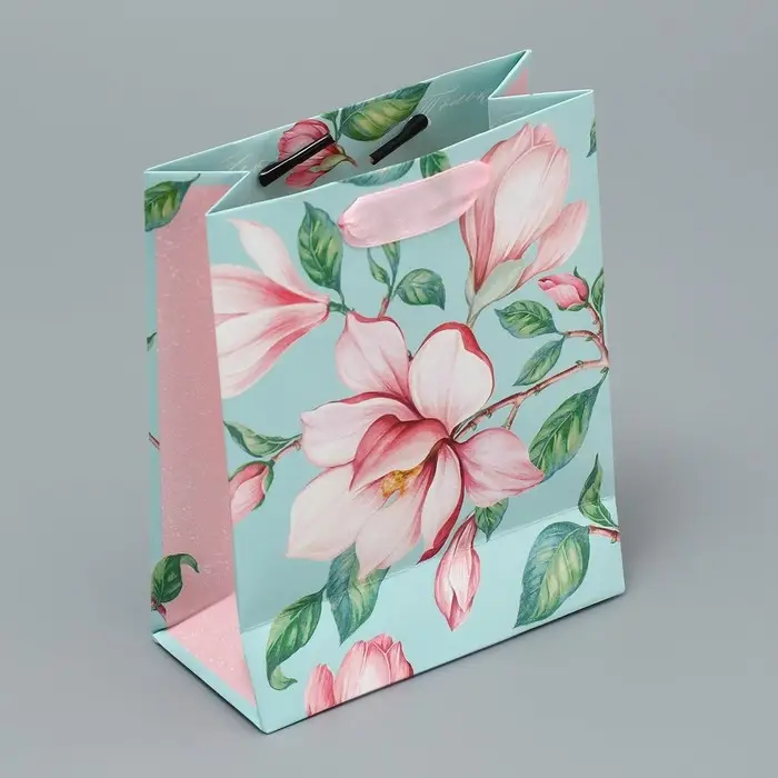 Пакет подарочный ламинированный, упаковка, «Магнолия», S 12 х 15 х 5.5 см
