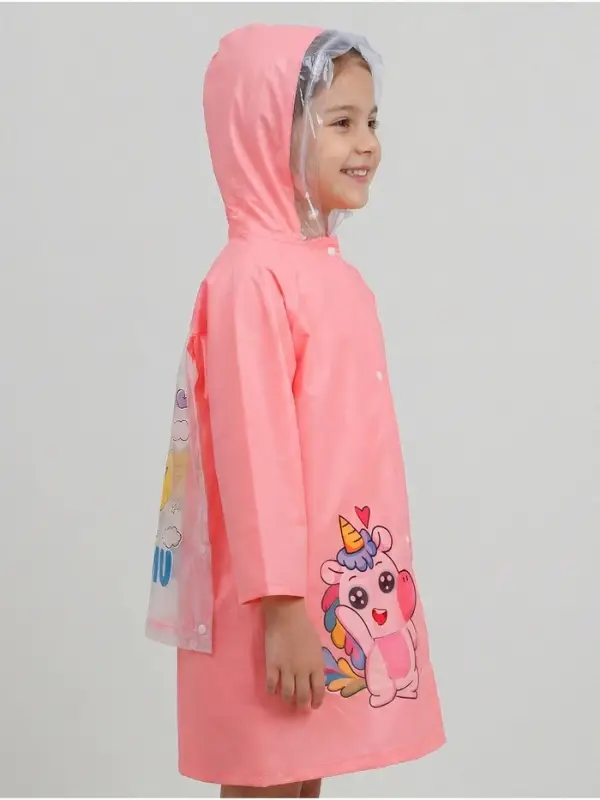 Дождевик детский, рост 120-130, розовый