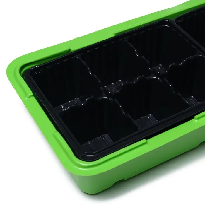 Мини - парник для рассады, 57&times;18&times;12 см, 3 вставки, 18 ячеек по 125 мл, пластик, Greengo