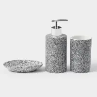 Аксессуары для ванной Доляна &laquo;Гранит&raquo;, 3 предмета, дозатор 350 мл, мыльница, стакан, серые