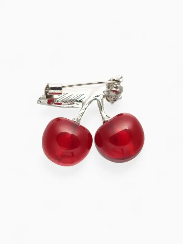 Брошь &laquo;Вишни&raquo;, наливные, бордовая в серебре