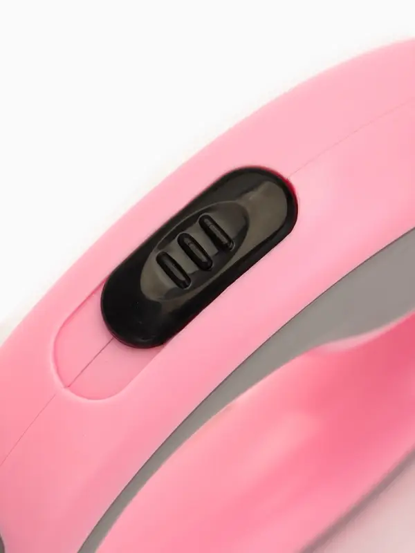 Рулетка - поводок для собак, лента 3 м, розовая, серая