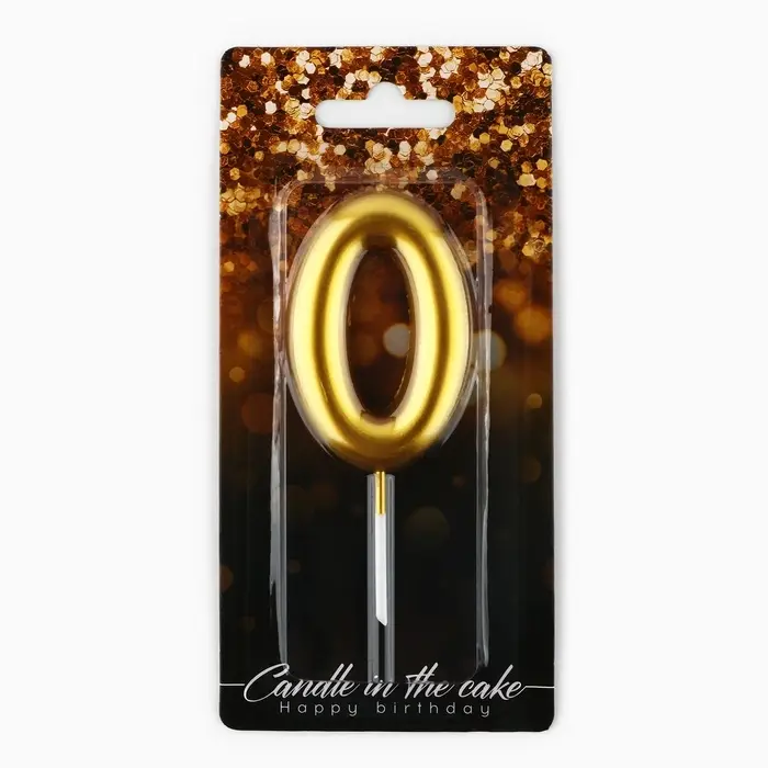 Свеча для торта, цифра «0», золото, 9,5 х 4 см Свеча для торта, цифра «0», золото, 9,5 х 4 см