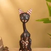 Сувенир «Кошка в ошейнике», 7×3.5×20 см, дерево