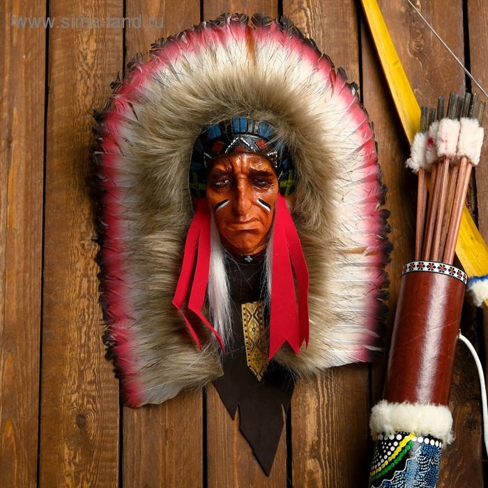 Панно "Индеец Каканниви" 25х15х40 см, МИКС