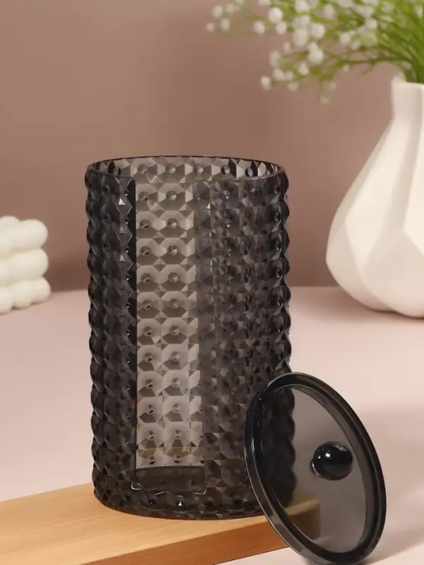 Органайзер для ватных дисков &laquo;Black Secret&raquo;, с крышкой, 18&times;10&times;7.5 см, чёрный