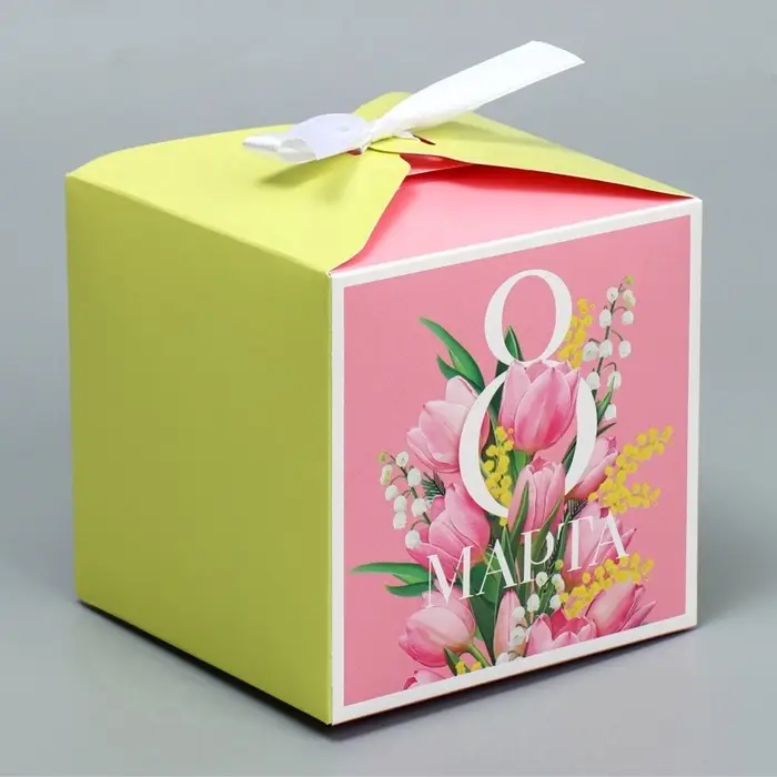 Коробка подарочная складная, упаковка, &laquo;8 марта&raquo;, 12&times;12&times;12 см