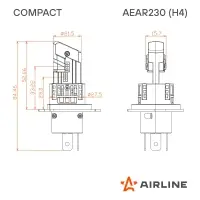 Лампа светодиод. H4 COMPACT, 23Вт, 5200Лм (2600Лм x 2), 6500К, 12В, кмпл. 2 шт.