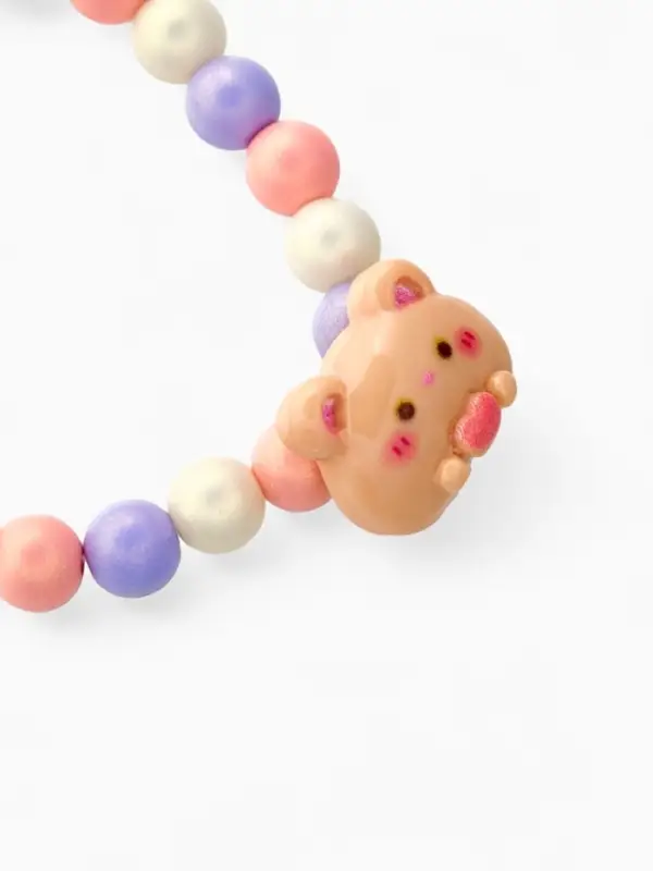 Браслет детский &laquo;Выбражулька. Медведь и жемчуг&raquo;, d=6 см, разноцветный