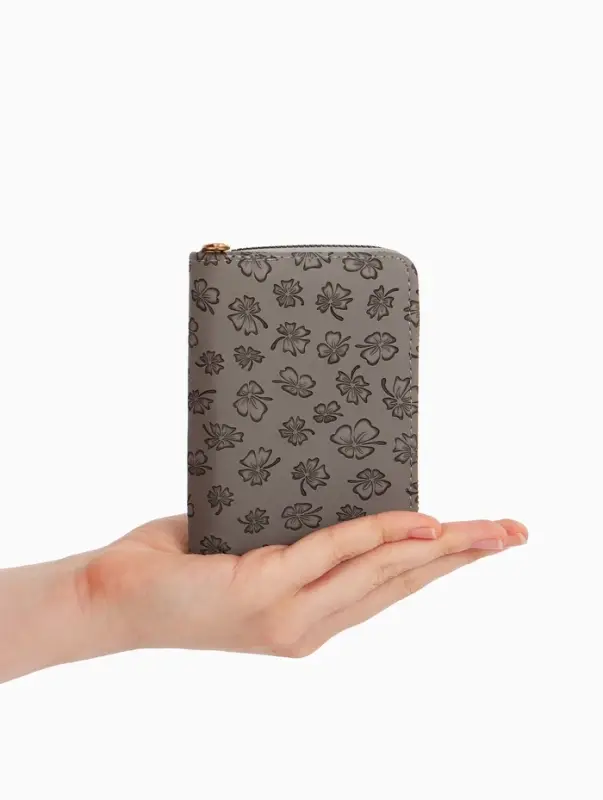 Кошелёк на молнии, 13&times;2&times;9 см, с принтом, серый