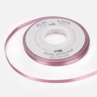 Лента атласная TEIRA, двухсторонняя, 6 мм, 25&plusmn;1 м, розовая №165