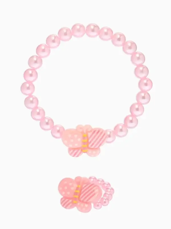 Набор детский &laquo;Выбражулька. Бабочки в горошек&raquo;, 2 предмета: браслет, кольцо, МИКС