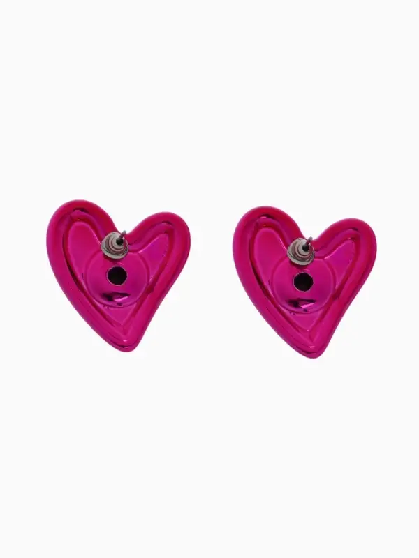 Серьги металл &laquo;Сердце&raquo;, с изгибом, розовые